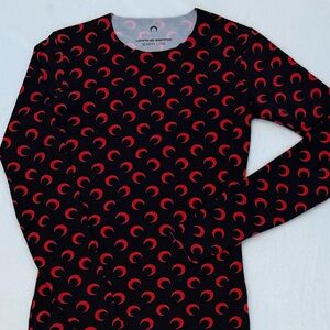 BRAND NEW Marine Serre Black and Red Crescent Moon Long Sleeve Top